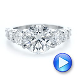  Platinum Custom Shared Prong Diamond Engagement Ring - Video -  102184 - Thumbnail