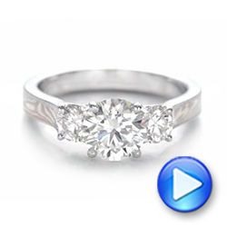 Custom Three Stone Diamond Mokume Engagement Ring - Video -  102199 - Thumbnail