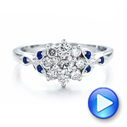  Platinum Platinum Custom Diamond And Blue Sapphire Engagement Ring - Video -  102202 - Thumbnail