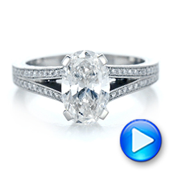 18k White Gold 18k White Gold Custom Oval Diamond Engagement Ring - Video -  102214 - Thumbnail