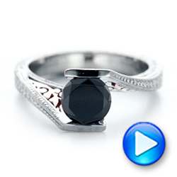 18k White Gold And 18K Gold 18k White Gold And 18K Gold Custom Two-tone Black Diamond Engagement Ring - Video -  102215 - Thumbnail