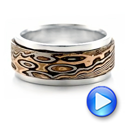 Custom Mokume Men's Wedding Band - Video -  102217 - Thumbnail