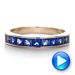 18k Rose Gold 18k Rose Gold Custom Blue Sapphire Wedding Band - Video -  102220 - Thumbnail