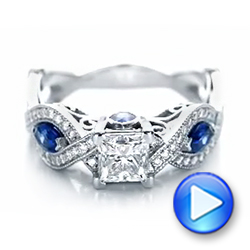  Platinum Platinum Custom Blue Sapphire And Diamond Engagement Ring - Video -  102221 - Thumbnail