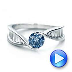 14k White Gold 14k White Gold Custom Solitaire Blue Diamond Engagement Ring - Video -  102229 - Thumbnail