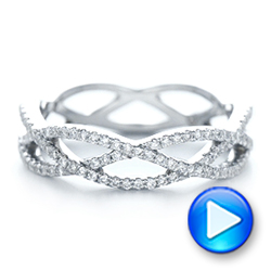 14k White Gold Custom Diamond Criss-cross Wedding Band - Video -  102233 - Thumbnail