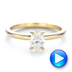 14k Yellow Gold Custom Solitaire Diamond Engagement Ring - Video -  102235 - Thumbnail