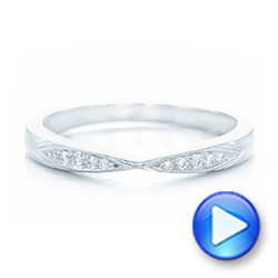 14k White Gold Diamond Notched Wedding Band - Video -  102247 - Thumbnail