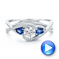  Platinum Platinum Custom Blue Sapphire And Diamond Engagement Ring - Video -  102251 - Thumbnail