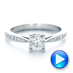 14k White Gold Custom Diamond Engagement Ring - Video -  102253 - Thumbnail