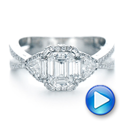  Platinum Custom Diamond Halo Engagement Ring - Video -  102263 - Thumbnail