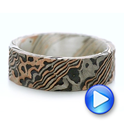 Custom Hammered Mokume Men's Wedding Band - Video -  102265 - Thumbnail