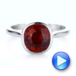  Platinum Custom Garnet Solitaire Engagement Ring - Video -  102268 - Thumbnail