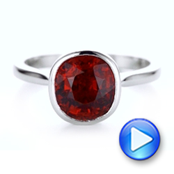 18k White Gold 18k White Gold Custom Garnet Solitaire Engagement Ring - Video -  102268 - Thumbnail