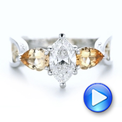 14k White Gold And 14K Gold Custom Two-tone Marquise Diamond En Topaz Engagement Ring - Video -  102269 - Thumbnail