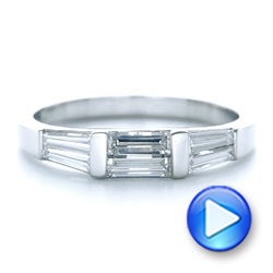  Platinum Custom Baguette Diamond Wedding Band - Video -  102270 - Thumbnail
