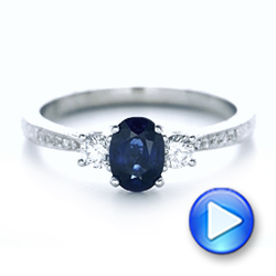  Platinum Platinum Custom Blue Sapphire And Diamond Engagement Ring - Video -  102274 - Thumbnail