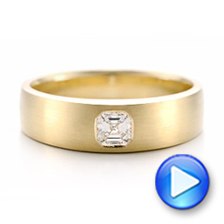 18k Yellow Gold Custom Men's Diamond Wedding Band - Video -  102275 - Thumbnail