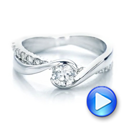 14k White Gold Custom Diamond Engagement Ring - Video -  102277 - Thumbnail