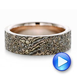 Custom Hammered Mokume Men's Wedding Band - Video -  102278 - Thumbnail