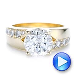 14k Yellow Gold Custom Diamond Engagement Ring - Video -  102283 - Thumbnail