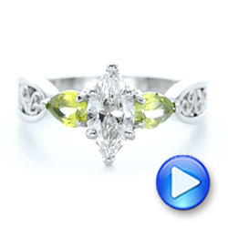 18k White Gold 18k White Gold Custom Peridot And Marquise Diamond Engagement Ring - Video -  102290 - Thumbnail