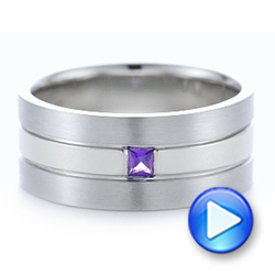  14K Gold And Platinum 14K Gold And Platinum Custom Purple Sapphire Men's Wedding Band - Video -  102302 - Thumbnail