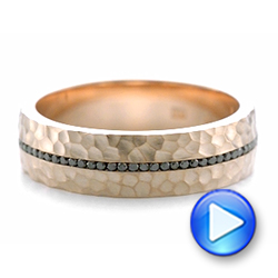  Platinum Platinum Custom Black Diamonds And Hammered Men's Wedding Band - Video -  102303 - Thumbnail