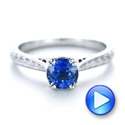 18k White Gold Custom Blue Sapphire Engagement Ring - Video -  102304 - Thumbnail
