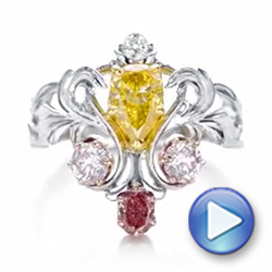 Custom Yellow Pink And White Diamond Fashion Ring - Video -  102305 - Thumbnail