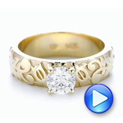 14k Yellow Gold Custom Solitaire Diamond Engagement Ring - Video -  102306 - Thumbnail