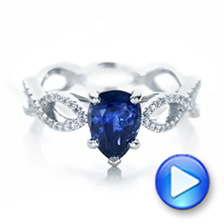  Platinum Platinum Custom Blue Sapphire And Diamond Engagement Ring - Video -  102309 - Thumbnail