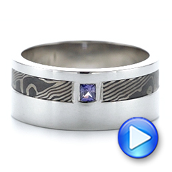 18k White Gold And Platinum 18k White Gold And Platinum Custom Mokume Men's Wedding Band - Video -  102310 - Thumbnail