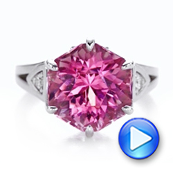 14k White Gold 14k White Gold Custom Pink Tourmaline And Diamond Anniversary Ring - Video -  102316 - Thumbnail