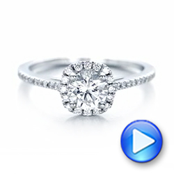  Platinum Platinum Custom Diamond Halo Engagement Ring - Video -  102317 - Thumbnail