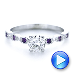 18k White Gold 18k White Gold Custom Diamond And Amethyst Engagement Ring - Video -  102319 - Thumbnail