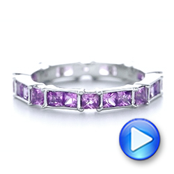 14k White Gold 14k White Gold Custom Lavender Sapphire Wedding Band - Video -  102326 - Thumbnail