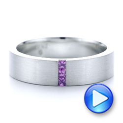 14k White Gold 14k White Gold Custom Lavender Sapphire Men's Wedding Band - Video -  102335 - Thumbnail