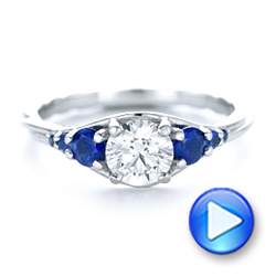 18k White Gold 18k White Gold Custom Diamond And Blue Sapphire Engagement Ring - Video -  102336 - Thumbnail