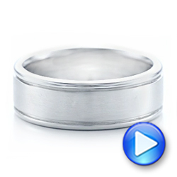 14k White Gold Custom Brushed Men's Wedding Band - Video -  102343 - Thumbnail