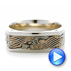 Custom Men's Mokume Wedding Band - Video -  102346 - Thumbnail