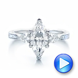 18k White Gold 18k White Gold Custom Three Stone Diamond Engagement Ring - Video -  102353 - Thumbnail