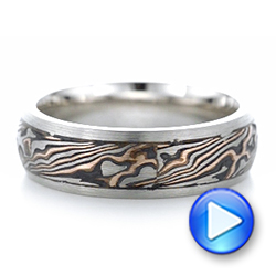 Custom Mokume Inlay Men's Wedding Band - Video -  102360 - Thumbnail