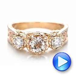14k Rose Gold Custom Diamond Morganite And Amethyst Engagement Ring - Video -  102361 - Thumbnail