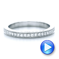 14k White Gold 14k White Gold Custom Diamond And Hand Engraved Eternity Wedding Band - Video -  102364 - Thumbnail