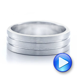 14k White Gold Custom Men's Wedding Band - Video -  102365 - Thumbnail