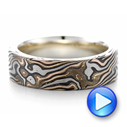 Custom Men's Mokume Wedding Band - Video -  102369 - Thumbnail