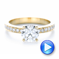 18k Yellow Gold Custom Diamond Engagement Ring - Video -  102381 - Thumbnail