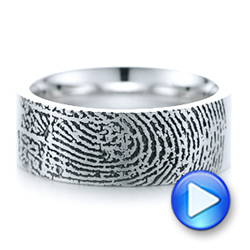 14k White Gold 14k White Gold Custom Men's Engraved Fingerprint Wedding Band - Video -  102383 - Thumbnail