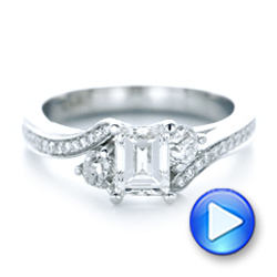 18k White Gold 18k White Gold Custom Three Stone Diamond Engagement Ring - Video -  102391 - Thumbnail